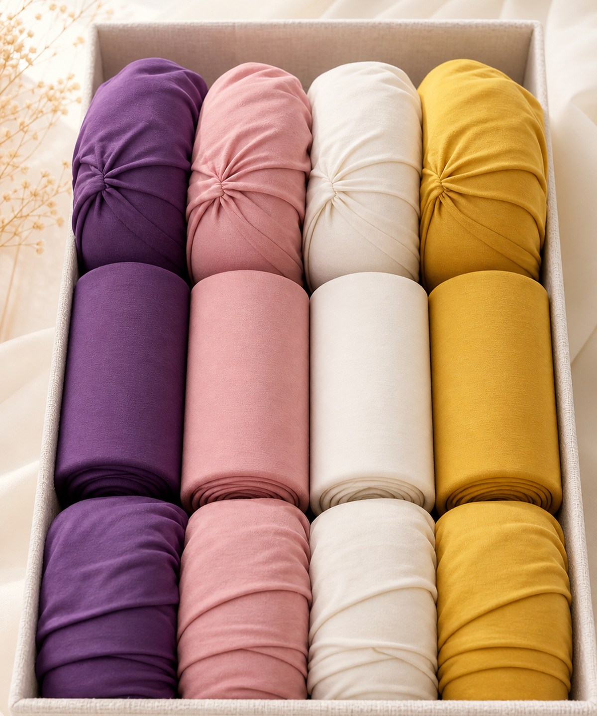 Underscarves and modest accessories neatly arranged
